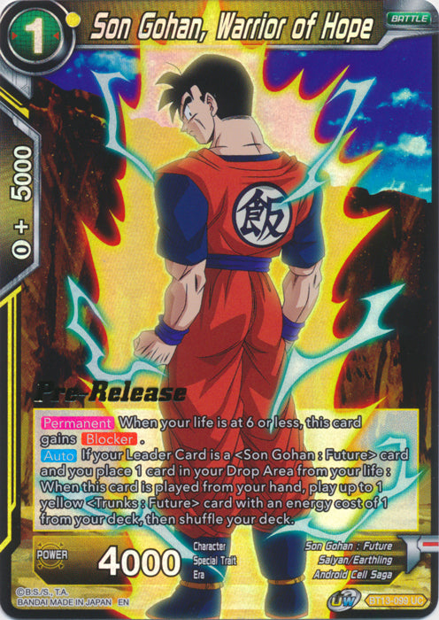 Son Gohan, Warrior of Hope (BT13-099) [Supreme Rivalry Prerelease Promos] | Odin's Place