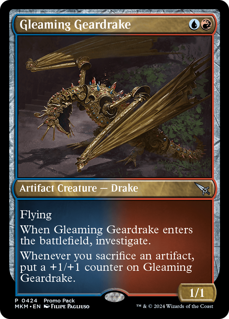 Gleaming Geardrake (Promo Pack) [Murders at Karlov Manor Promos] | Odin's Place