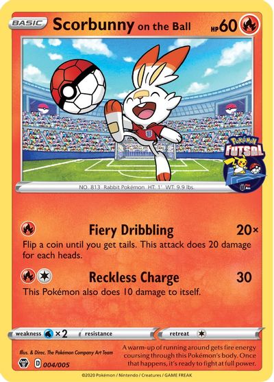 Scorbunny on the Ball (004/005) [Pokemon Futsal Collection] | Odin's Place