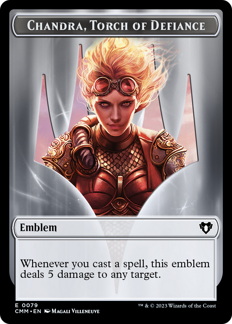 Chandra, Torch of Defiance Emblem // Wizard Double-Sided Token [Commander Masters Tokens] | Odin's Place