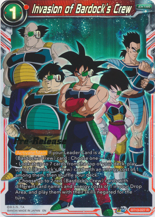 Invasion of Bardock's Crew (BT13-027) [Supreme Rivalry Prerelease Promos] | Odin's Place