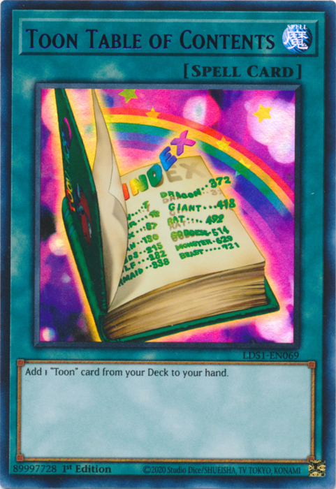 Toon Table of Contents (Blue) [LDS1-EN069] Ultra Rare | Odin's Place