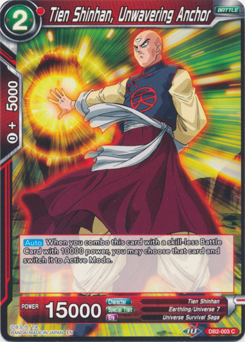 Tien Shinhan, Unwavering Anchor (Reprint) (DB2-003) [Battle Evolution Booster] | Odin's Place
