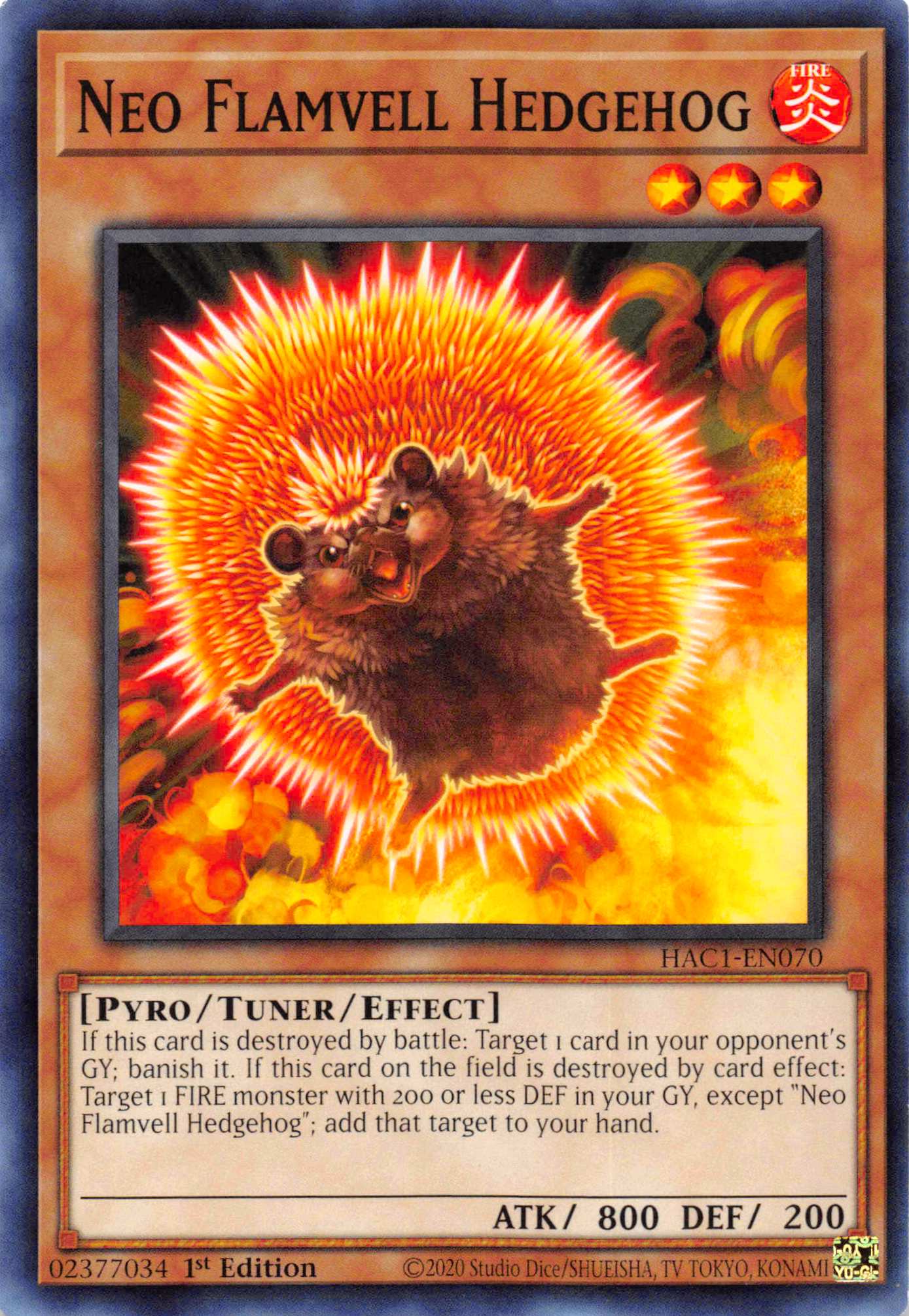 Neo Flamvell Hedgehog [HAC1-EN070] Common | Odin's Place
