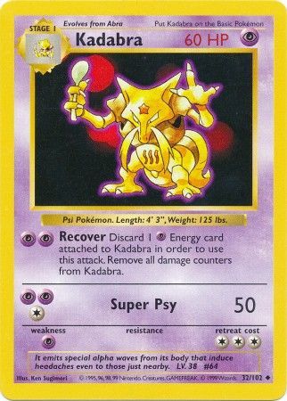 Kadabra (32/102) [Base Set Shadowless Unlimited] | Odin's Place
