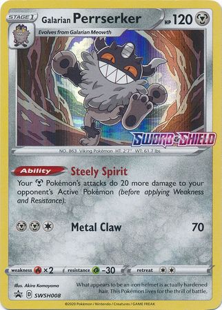 Galarian Perrserker (SWSH008) (Prerelease Promo) [Sword & Shield: Black Star Promos] | Odin's Place