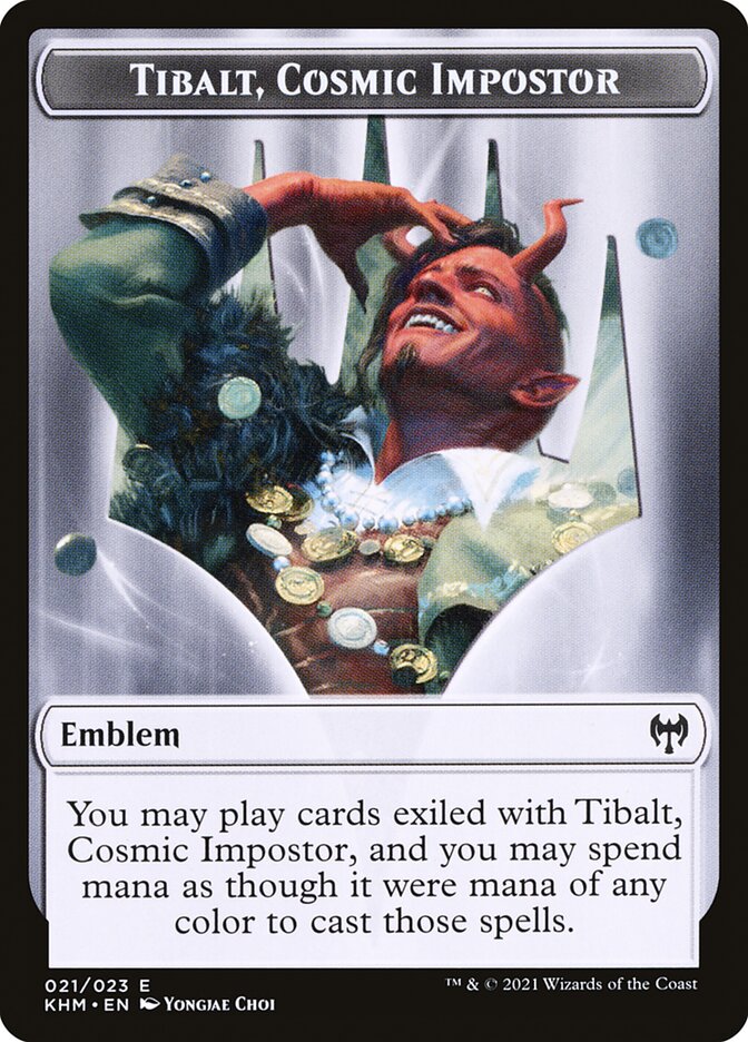 Treasure // Tibalt, Cosmic Impostor Emblem Double-Sided Token [Kaldheim Tokens] | Odin's Place