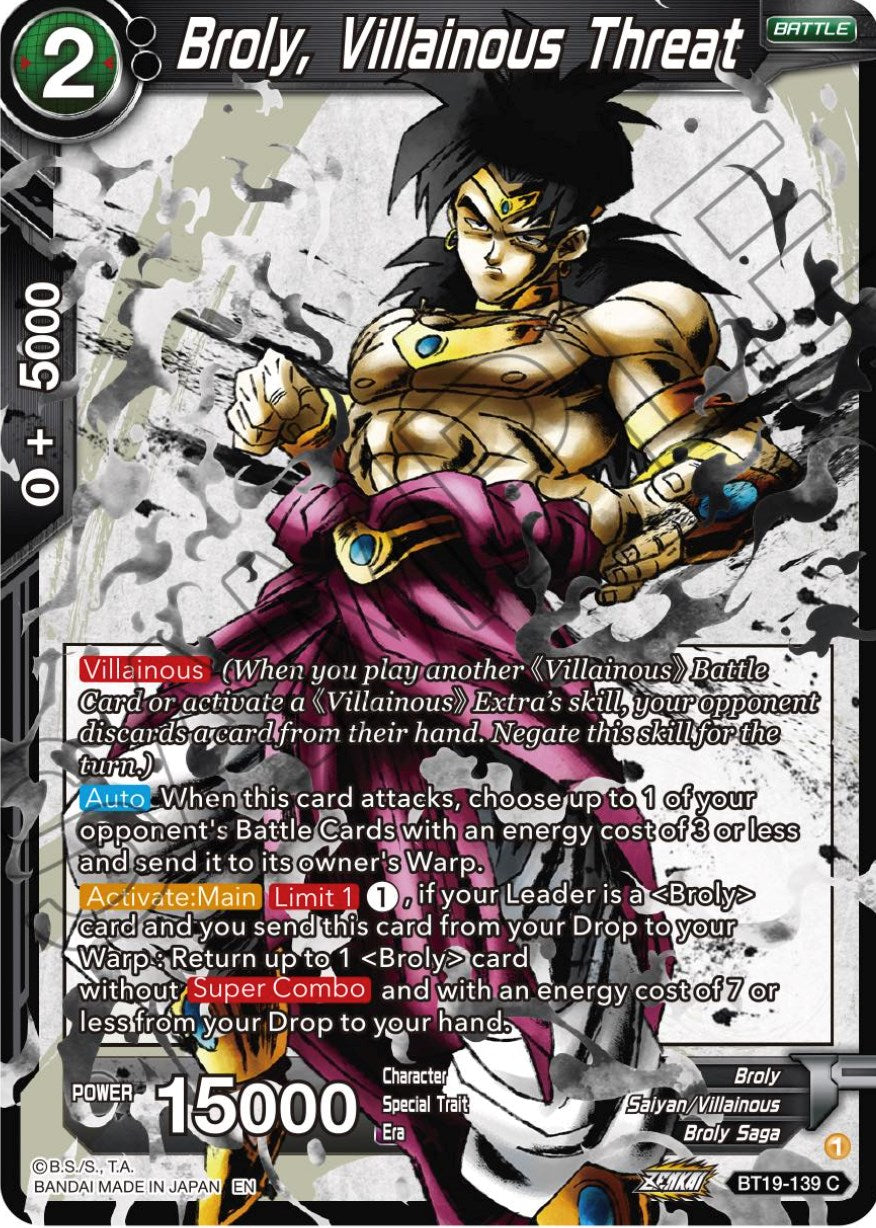 Broly, Villainous Threat (BT19-139) [Fighter's Ambition] | Odin's Place