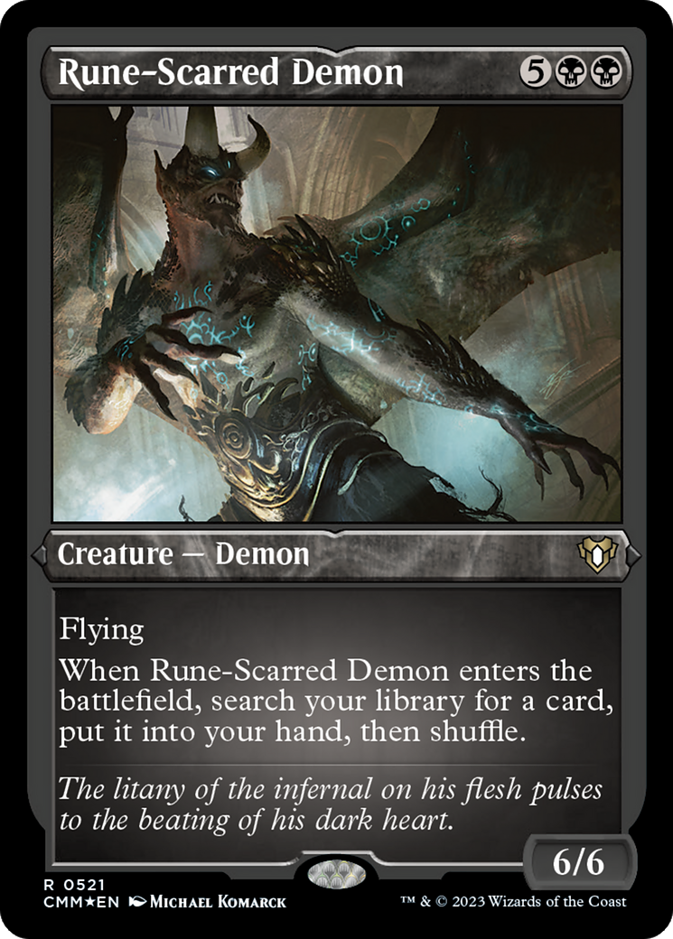 Rune-Scarred Demon (Foil Etched) [Commander Masters] | Odin's Place
