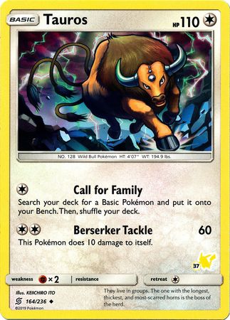 Tauros (164/236) (Pikachu Stamp #37) [Battle Academy 2020] | Odin's Place