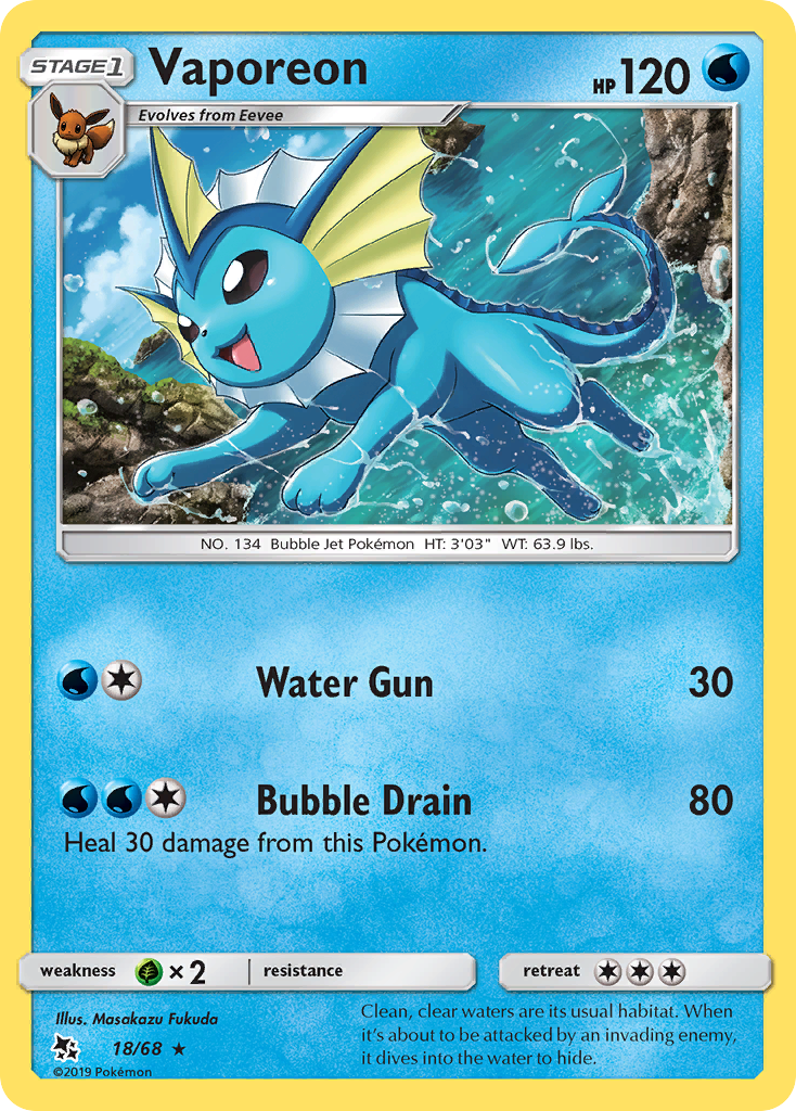 Vaporeon (18/68) [Sun & Moon: Hidden Fates] | Odin's Place