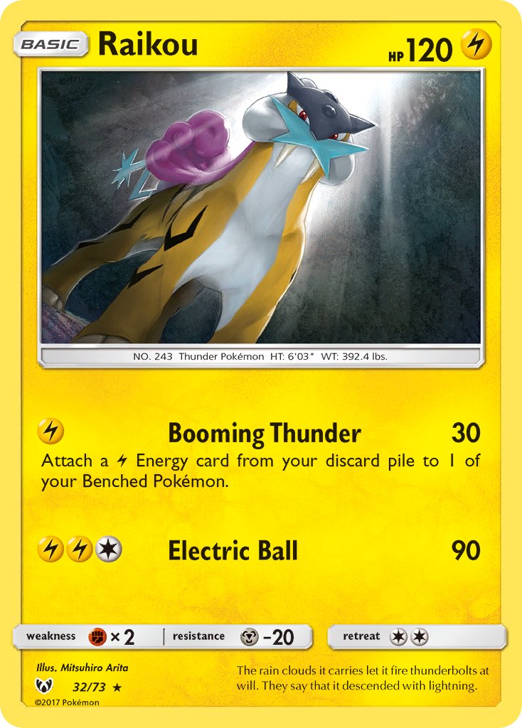 Raikou (32/73) (Lets Play, Pikachu Cracked Ice Holo) (Theme Deck Exclusive) [Sun & Moon: Shining Legends] | Odin's Place