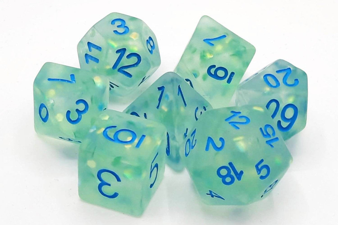 Old School Dice Infused - Firefly Cyan Poly 7 Set | Odin's Place