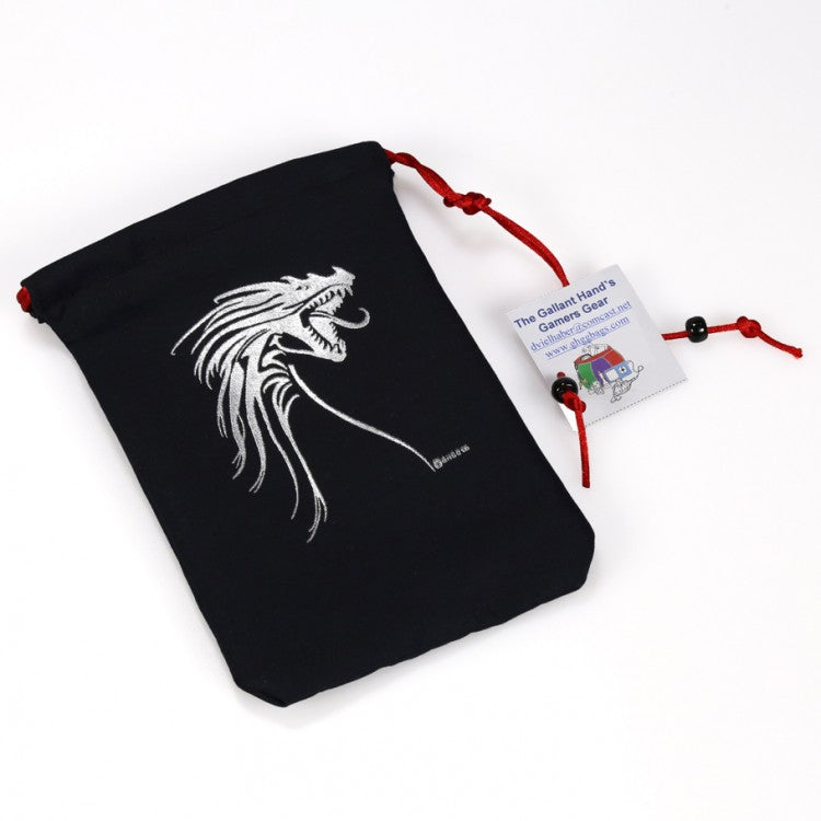 Galant Hand Gamers Gear Dice Bag: Tribal Dragon Silver | Odin's Place