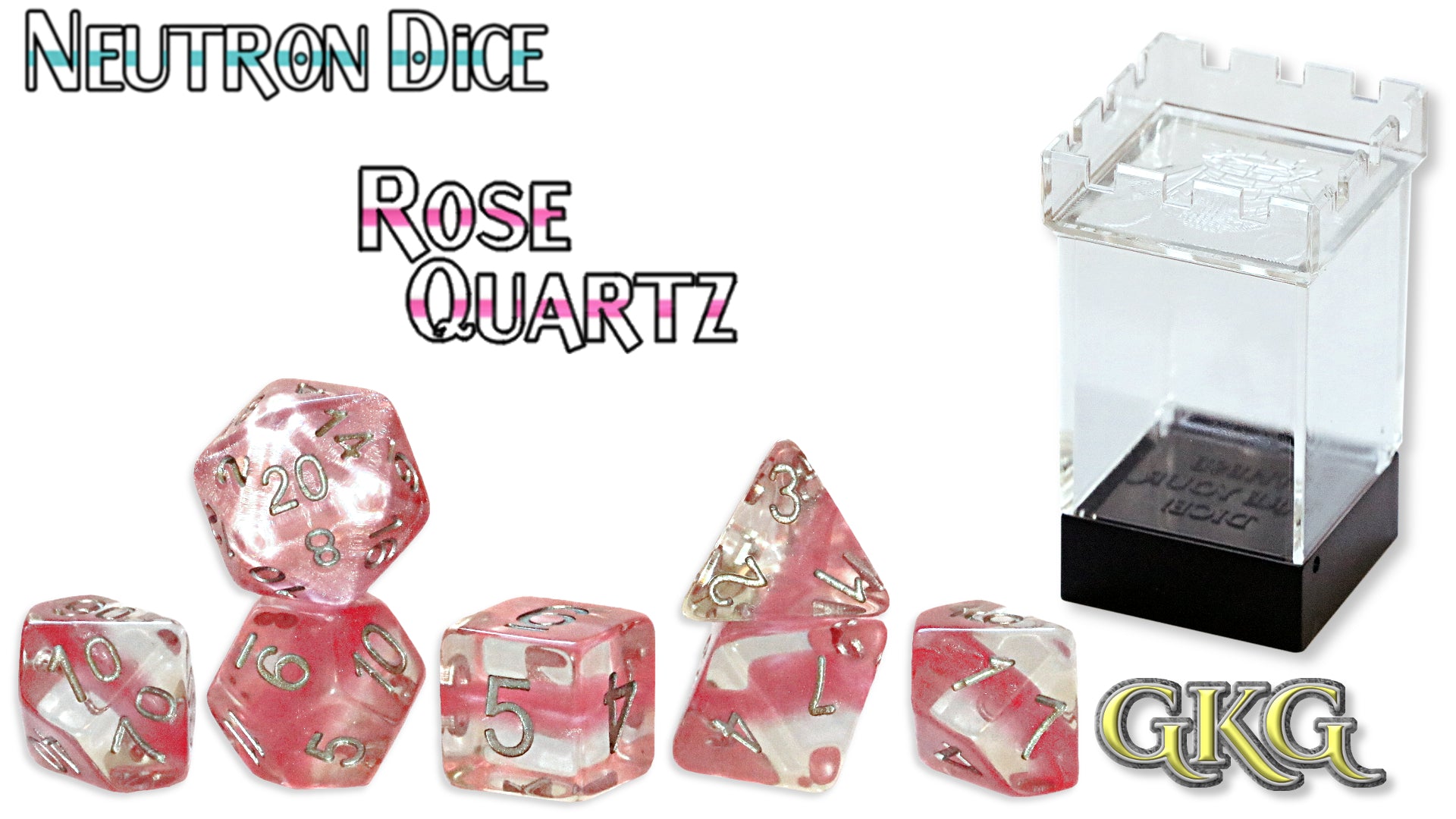 Gate Keeper Games Neutron Dice: Rose Quartz Poly 7 Set | Odin's Place