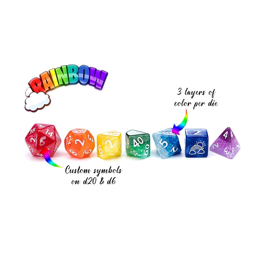 Gate Keeper Games Poly 7 Dice Set: Rainbow | Odin's Place