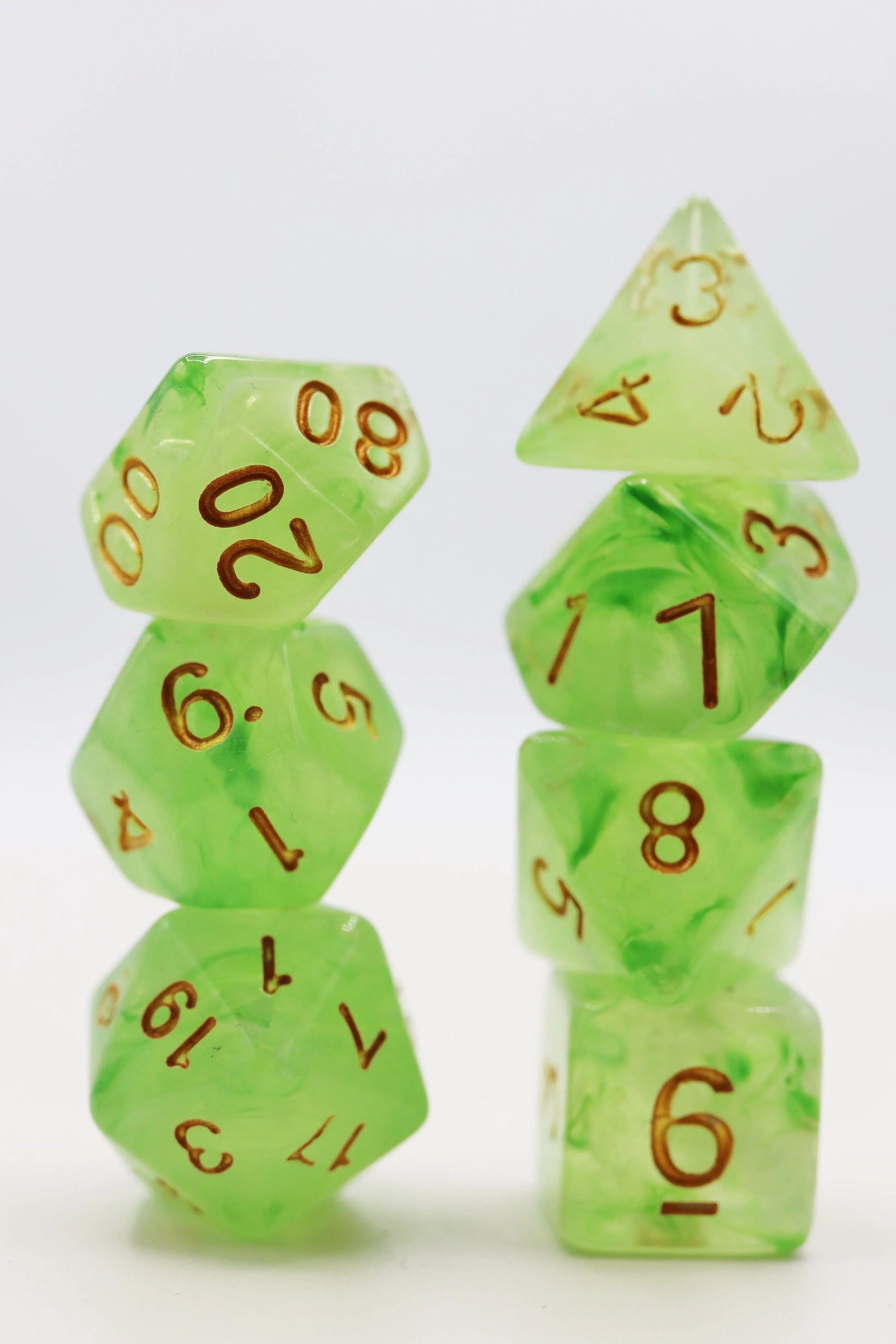 Foam Green Silk Translucent Pocus Poly 7 Dice Set | Odin's Place