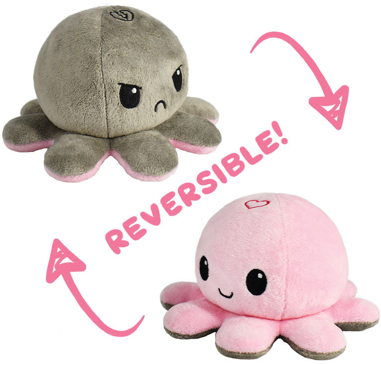 Plush Reversible Octopus: Heart and Broken Heart | Odin's Place