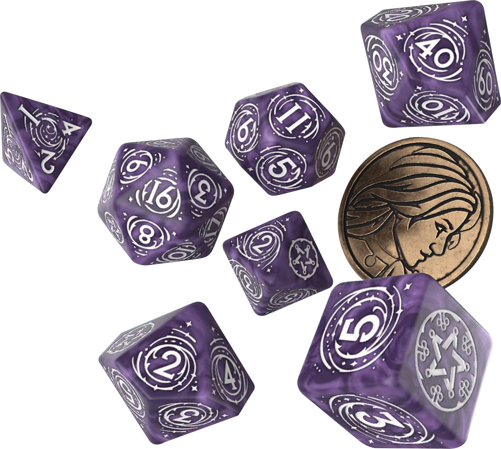 Q Workshop The Witcher Dice Set: Yennefer - Lilac and Gooseberries (7 + coin) | Odin's Place