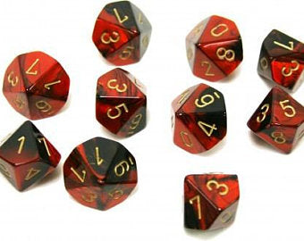 Chessex Gemini Red and Black with Gold d10 Set | Odin's Place
