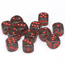 Chessex Translucent 16mm D6 Smoke With Red 12 ct | Odin's Place