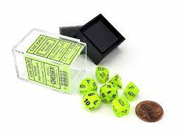 Chessex Vortex Mini Bright Green With Black Poly 7 Set | Odin's Place
