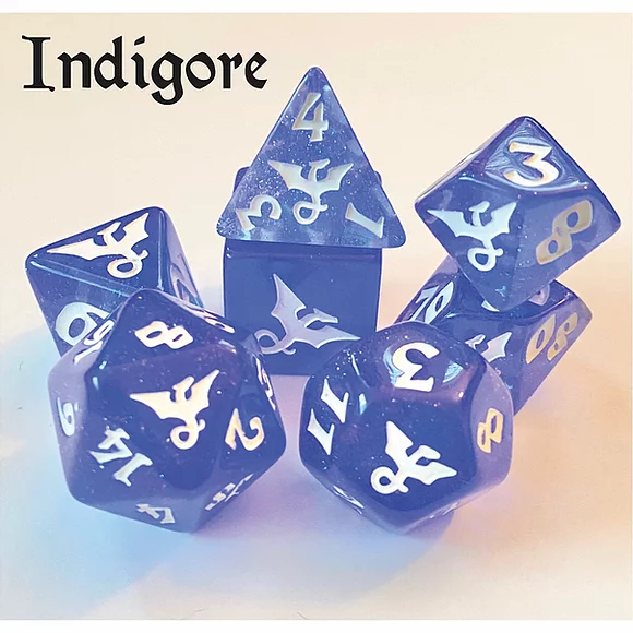 Black Oak Workshop Glitterwing Indigore Dragon Poly 7 Dice Set | Odin's Place