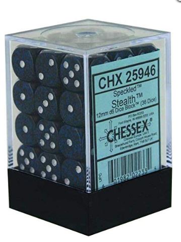 Chessex Speckled: Stealth 12mm D6 Block (36) | Odin's Place