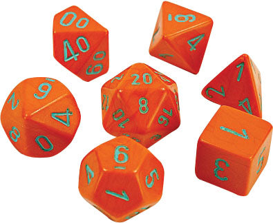 Chessex Lab Dice 4 Heavy: Orange/Turquoise Poly 7 Set | Odin's Place