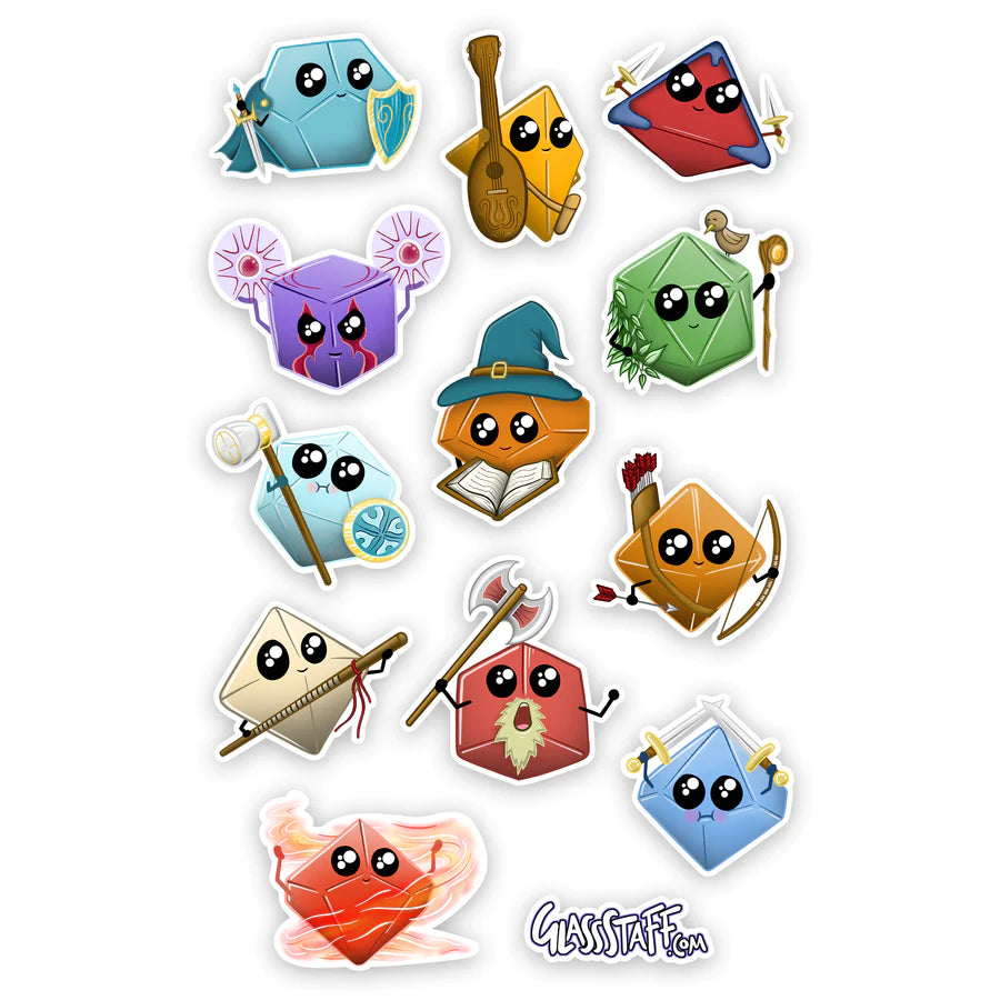 Forged Gaming: Kawaii Dice Classes Waterproof Die Cut Vinyl Sticker | Odin's Place