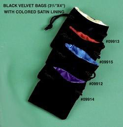 DICE BAG SMALL 3.75"X4" VELVET BLACK AND RED | Odin's Place