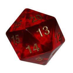 Koplow Games D20 55mm - Countdown Dice - Translucent Red/Gold | Odin's Place