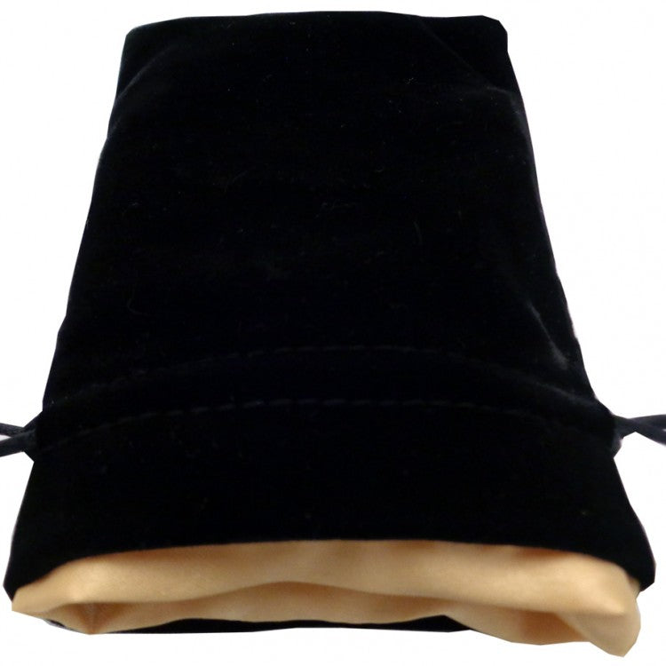FanRoll Small Dice Bag Black Velvet and Gold Satin | Odin's Place