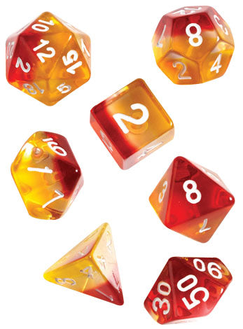 Sirius Yellow and Red with White Translucent Poly 7 Set | Odin's Place