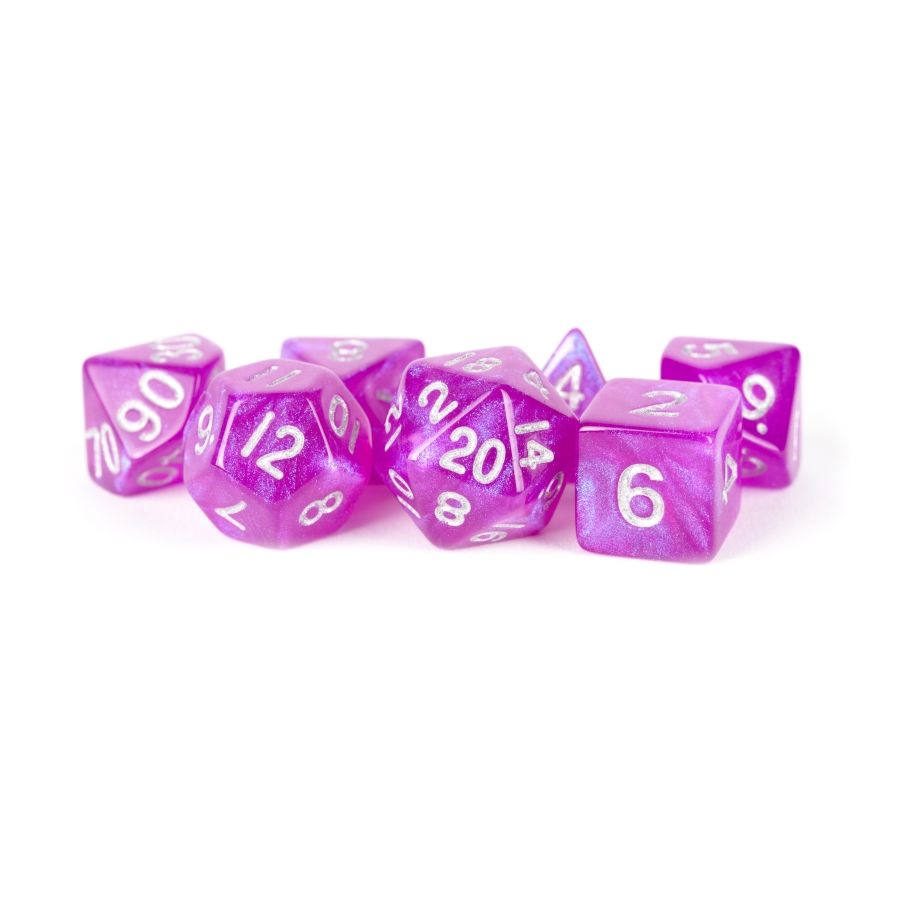 MDG MINI Poly 7 Set: Stardust Purple with Silver Numbers | Odin's Place