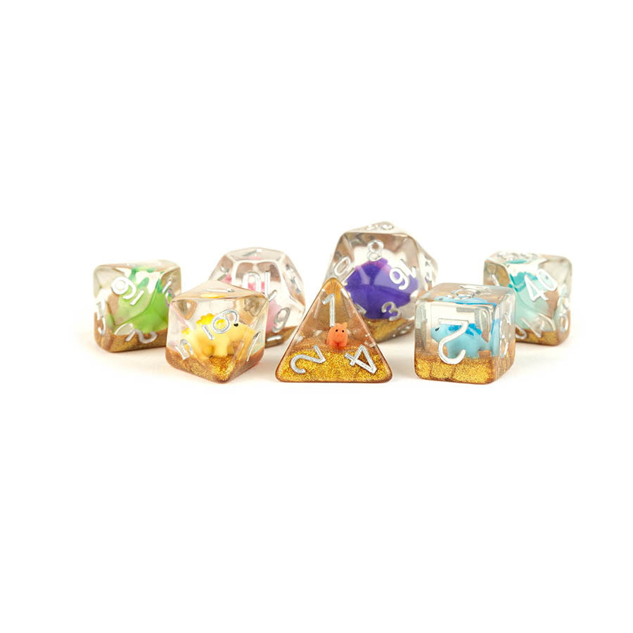 MDG 16mm Resin Poly Dice Set: Rainbow Dino Dice | Odin's Place