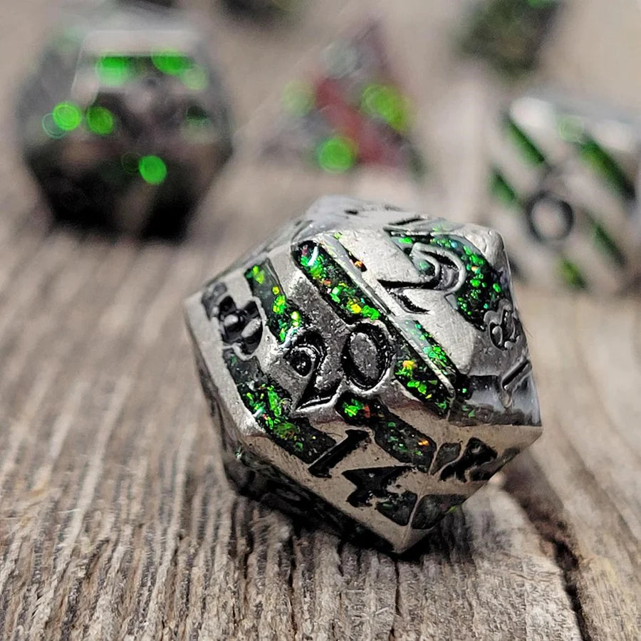 Forged Gaming Mini Druids Emerald Metal Poly 7 Dice Set | Odin's Place