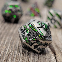 Forged Gaming Mini Druids Emerald Metal Poly 7 Dice Set | Odin's Place