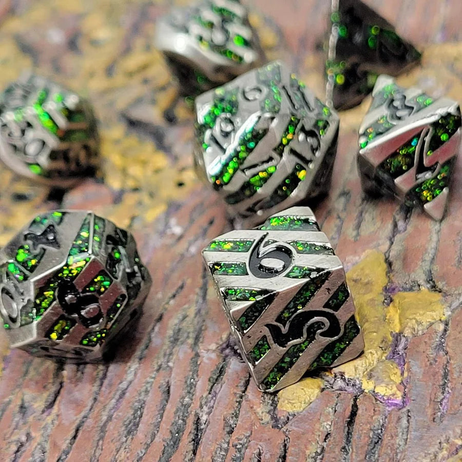 Forged Gaming Mini Druids Emerald Metal Poly 7 Dice Set | Odin's Place