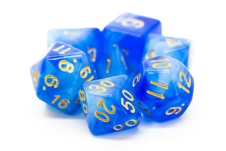 Old School Dice Nebula Blue Poly 7 Set | Odin's Place