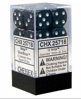 Chessex Speckled: 16mm D6 Ninja (12) | Odin's Place