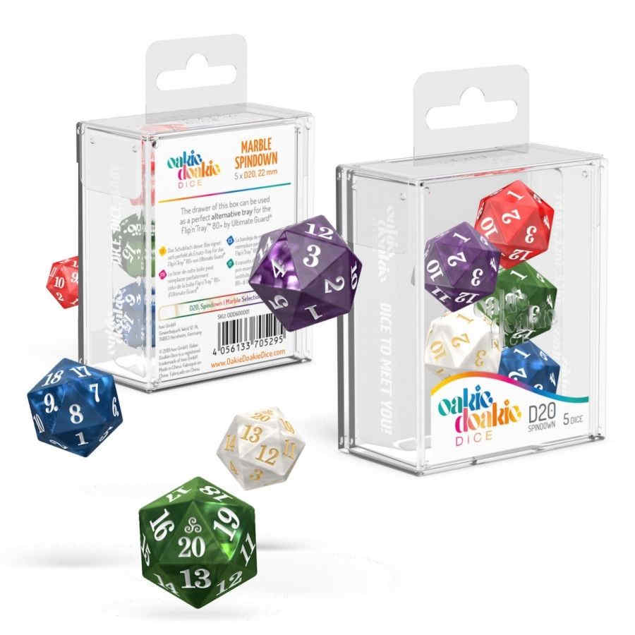 Oakie Doakie Dice: D20 Spindown Set - Marble (5CT) | Odin's Place