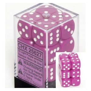 Chessex Opaque Light Pink with White 16mm d6 Set | Odin's Place