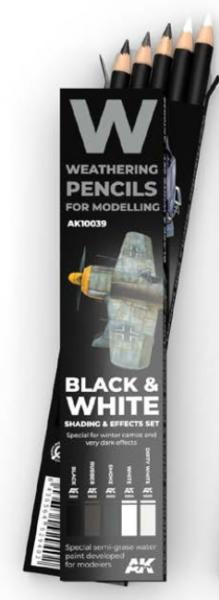 Weathering Pencils for Modelling: Black & White Shading & Effects Set (5) | Odin's Place