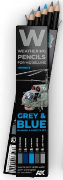 Weathering Pencils for Modelling: Grey & Blue Shading & Effects Set (5) | Odin's Place