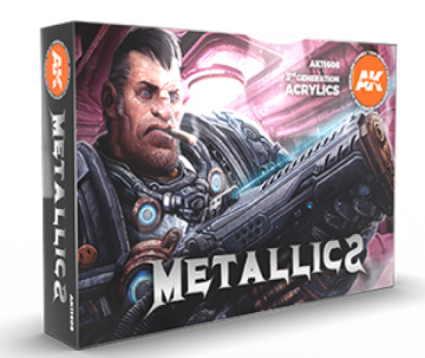 AK-Interactive: 3rd Gen Acrylics - Metallics Acrylic Paint Set (Box of 6 Paints) | Odin's Place