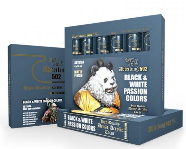 Abteilung 502: High Quality Dense Acrylic Colors - Black and White Passion Colors Set | Odin's Place