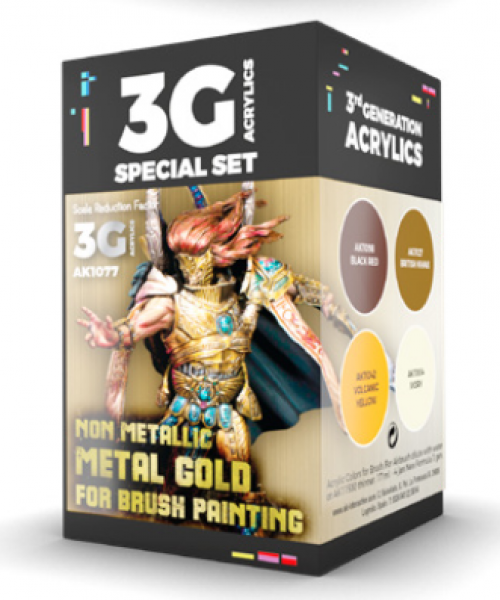 AK-Interactive: 3rd Gen Acrylics - Wargame Colors Non Metallic Metal Gold Set | Odin's Place