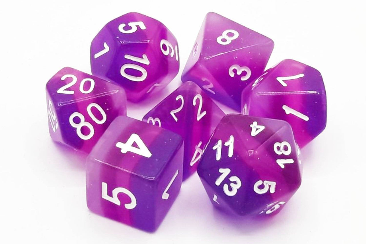 Old School Dice Gradients - Purple Aurora Poly 7 Set | Odin's Place