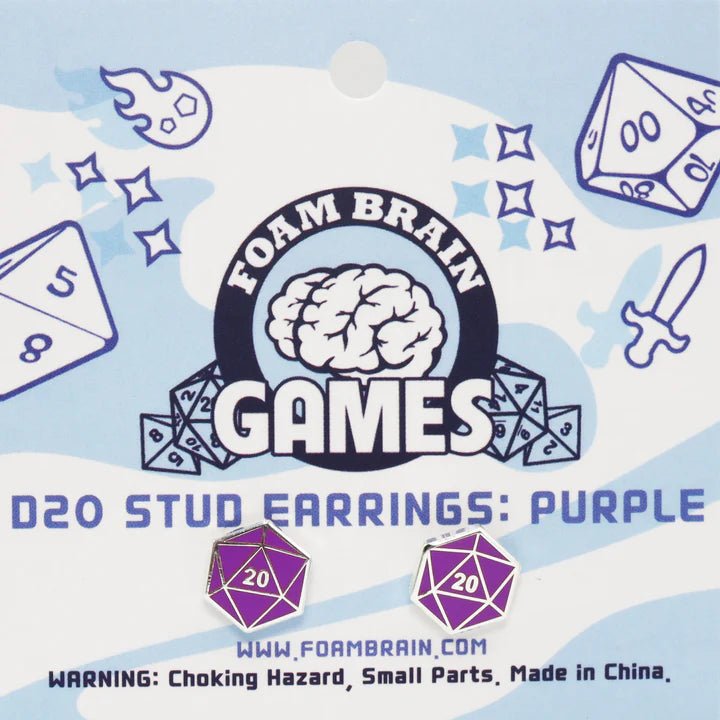 Foam Brain D20 Stud Earrings Assorted Colors | Odin's Place